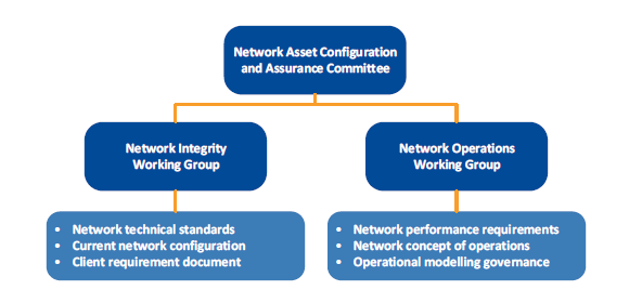 Chart showing the network integrity governance framework