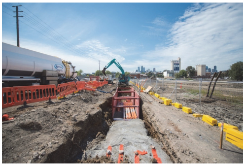 Utilities have been protected or relocated during the early works phase of the Melbourne Metro Tunnel Project. Photograph courtesy of RPV.