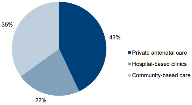 Figure 1C shows Types of antenatal care, 2008