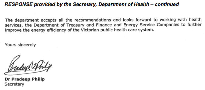 RESPONSE provided by the Secretary, Department of Health – continued