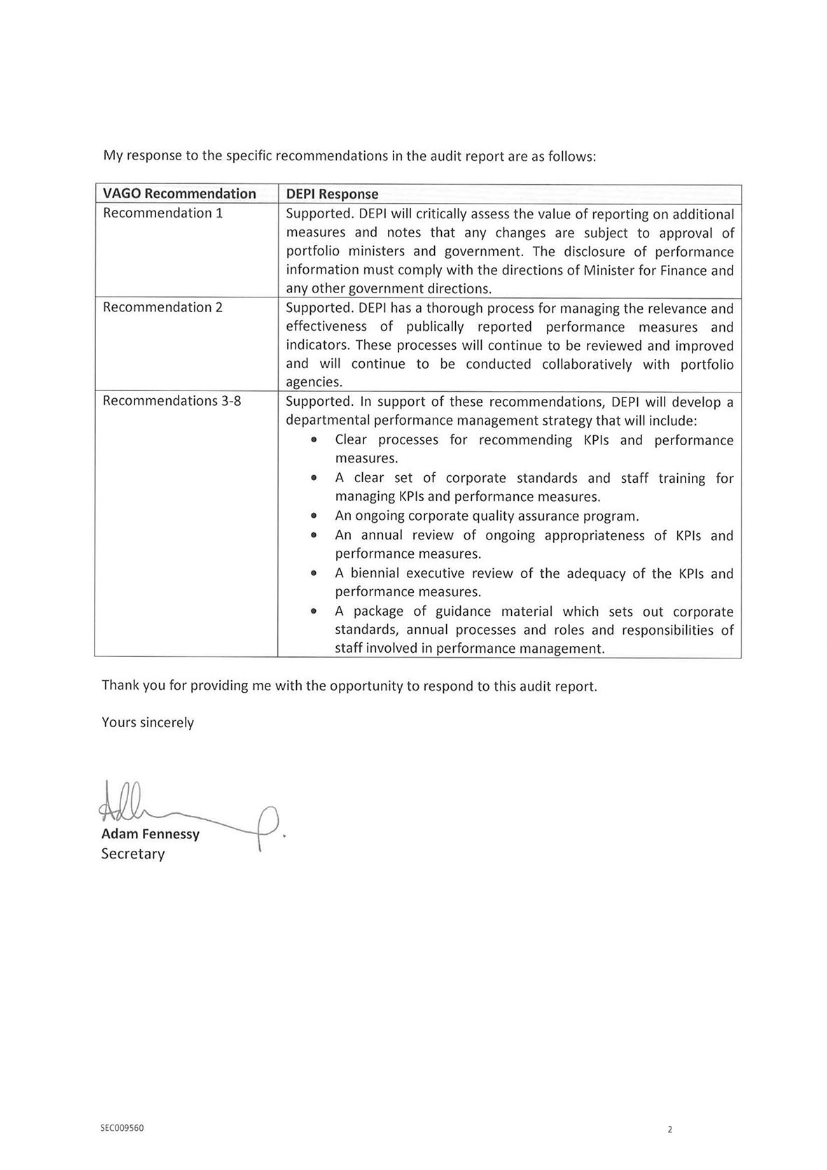 RESPONSE provided by the Secretary, Department
of Environment and Primary Industries - <cite>continued</cite>