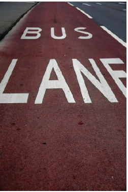 Photo shows a bus lane. Photo courtesy of Bernhard Richter/Shutterstock.com.