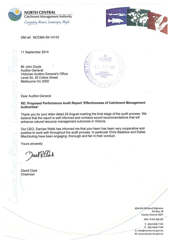 Image shows response provided by the , North Central Catchment Management Authority