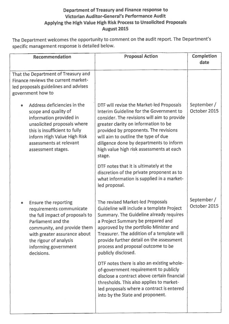 RESPONSE provided by the
Secretary, Department of Treasury and Finance, page 3