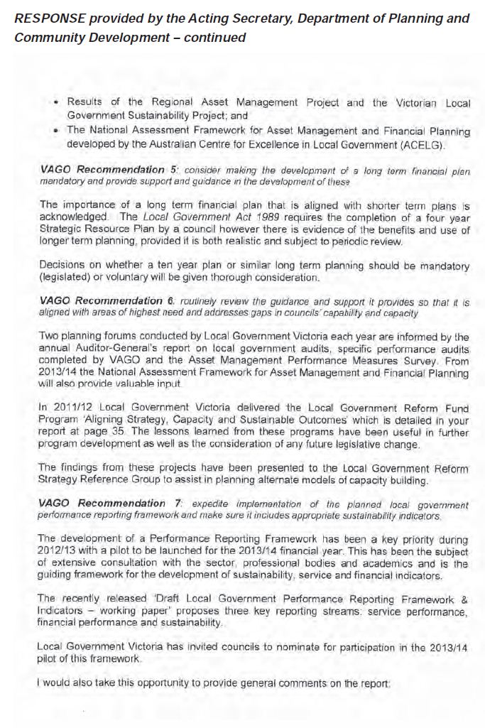 Response provided by The Department of Planning and Community Development page 2