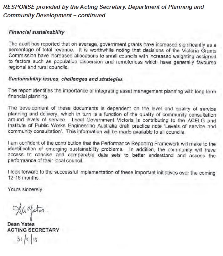 Response provided by The Department of Planning and Community Development page 3