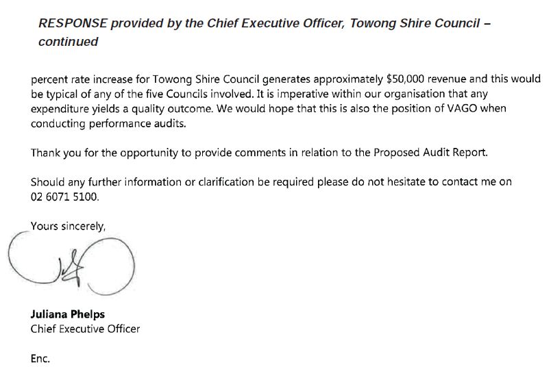 RESPONSE provided by Towong Shire Council page 3