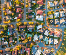 An aerial view of a typical Australian suburb.